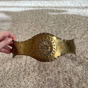 Vintage Gold Metal Statement Belt - Leather Details